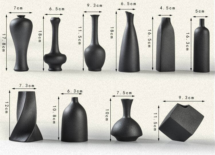 Frosted Black Ceramic Vases