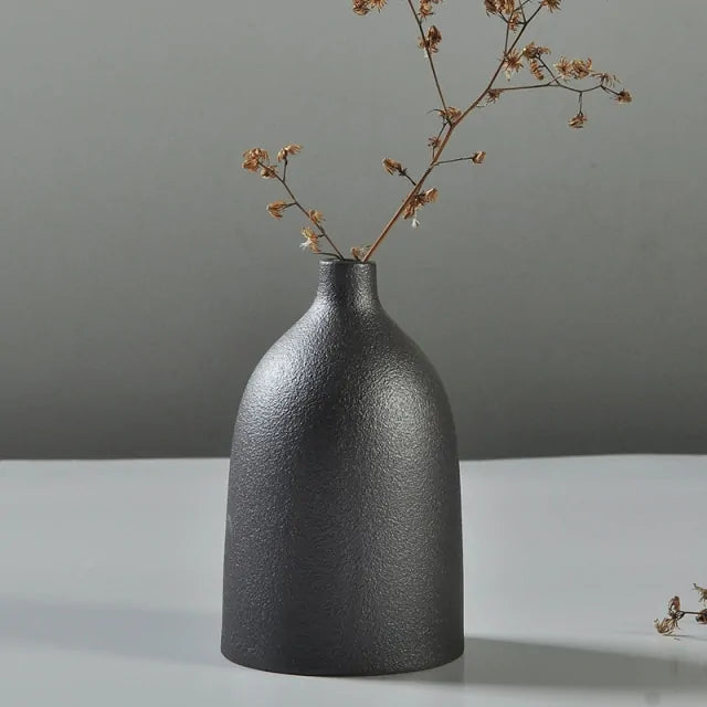 Frosted Black Ceramic Vases