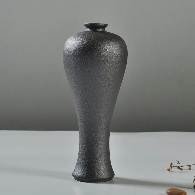 Frosted Black Ceramic Vases